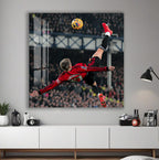 Alejandro Garnacho Glass Wall Art – Bicycle Kick Football Sports Decor for Modern Interiors