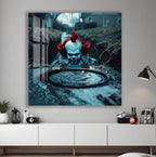 IT Movie Glass Wall Art – Pennywise Sewer Scene Horror Poster