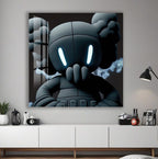 Cool Designer Toy Glass Wall Art – Modern Urban Character Decor
