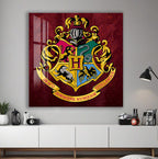 Harry Potter Hogwarts Crest Glass Wall Art – Fantasy Movie Home Decor