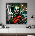 Joker Car Scene Glass Wall Art – DC Supervillain Home Decor