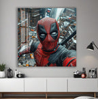Deadpool Glass Wall Art – Marvel Superhero Home Decor