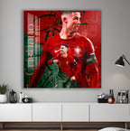 Cristiano Ronaldo Glass Wall Art – Football Legend Sports Decor for Modern Interiors
