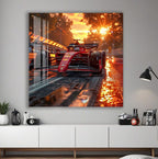Formula 1 Glass Wall Art – Ferrari Car Decor for Modern Interiors