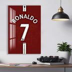 Cristiano Ronaldo Glass Wall Art – Iconic Number 7 Jersey Sports Decor