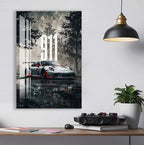 Porsche 911 Glass Wall Art – Luxury Sports Car Decor for Modern Interiors