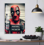 Deadpool Mugshot Glass Wall Art – Marvel Superhero Home Decor