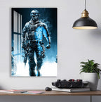Battlefield Soldier Glass Wall Art – Epic Gaming Decor for Modern Interiors
