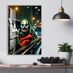 Joker Car Scene Glass Wall Art – DC Supervillain Home Decor