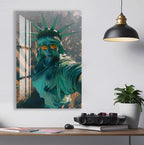 Cool Statue of Liberty Glass Wall Art – Modern Urban Pop Culture Decor