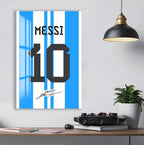 Lionel Messi Glass Wall Art – Iconic Argentina Number 10 Jersey Sports Decor