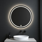 Modern Round LED Mirror with Touch Sensor – Daylight & Pure White Options