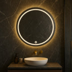 Modern Round LED Mirror with Touch Sensor – Daylight & Pure White Options