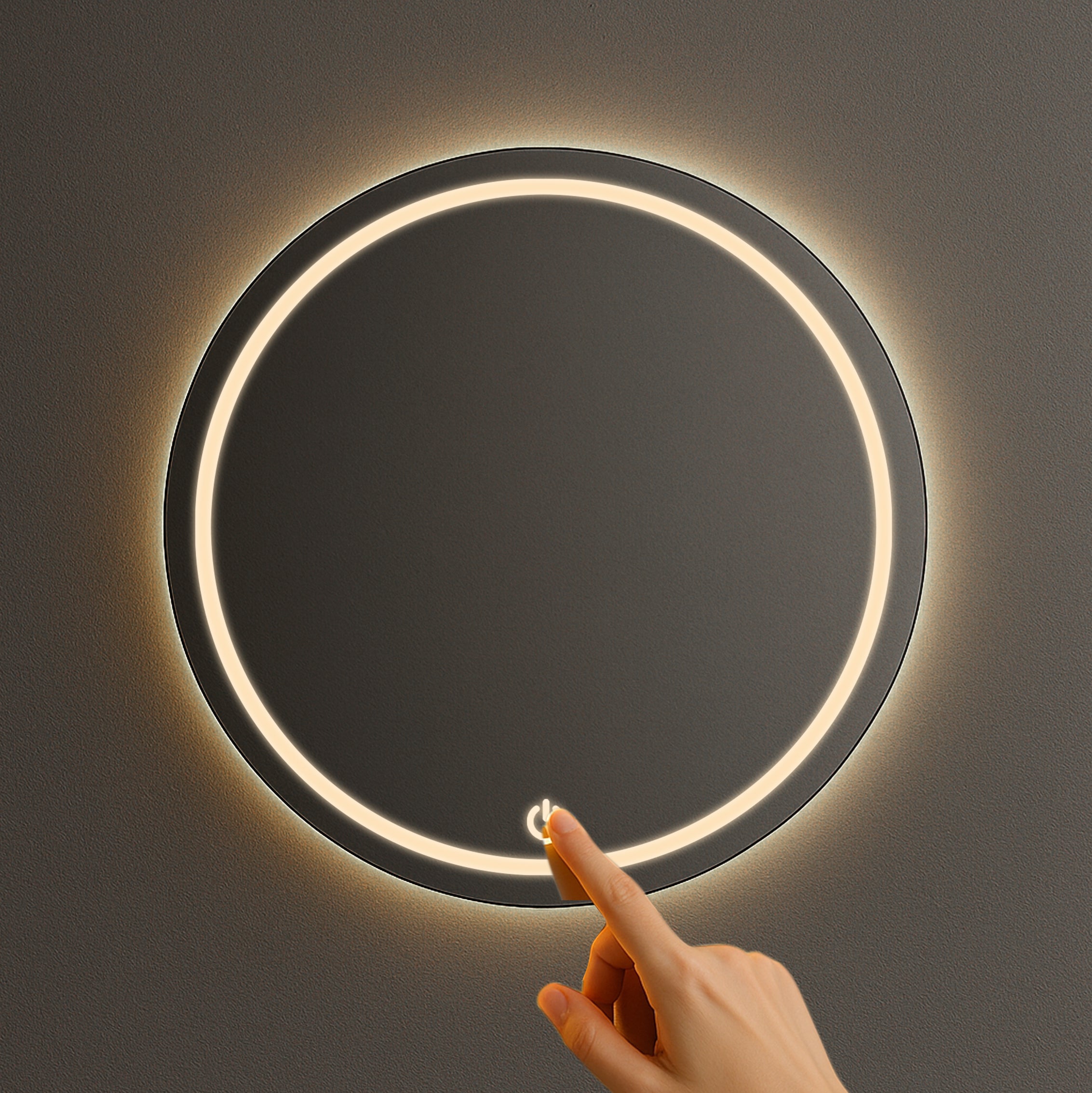 Modern Round LED Mirror with Touch Sensor – Daylight & Pure White Options