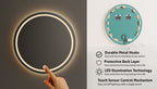 Modern Round LED Mirror with Touch Sensor – Daylight & Pure White Options