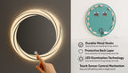 Round LED Mirror with Swirl Light Design – Touch Sensor & Dual Light Modes