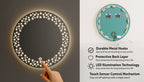 Round LED Mirror with Star Pattern Light – Touch Sensor & Dual Light Modes