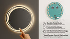 Round LED Mirror with Spiral Light Design – Touch Sensor & Dual Light Options