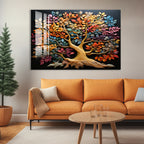 Colorful Tree of Life Glass Wall Art – Tempered Glass Modern Wall Decor