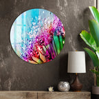Colorful Flower Glass Wall Art – Vibrant Tempered Glass Modern Decor