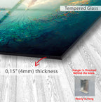 Blue Tree of Life Glass Wall Art – Modern Tempered Glass Home Decor