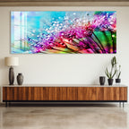 Colorful Flower Glass Wall Art – Vibrant Tempered Glass Modern Decor
