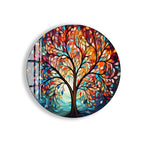 Colorful Tree of Life Glass Wall Art – Abstract Tempered Glass Modern Decor