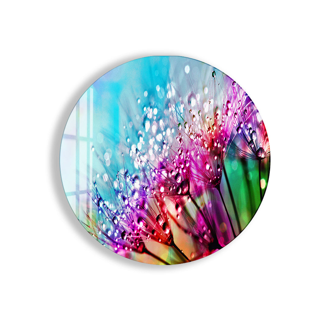Colorful Flower Glass Wall Art – Vibrant Tempered Glass Modern Decor