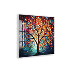 Colorful Tree of Life Glass Wall Art – Abstract Tempered Glass Modern Decor