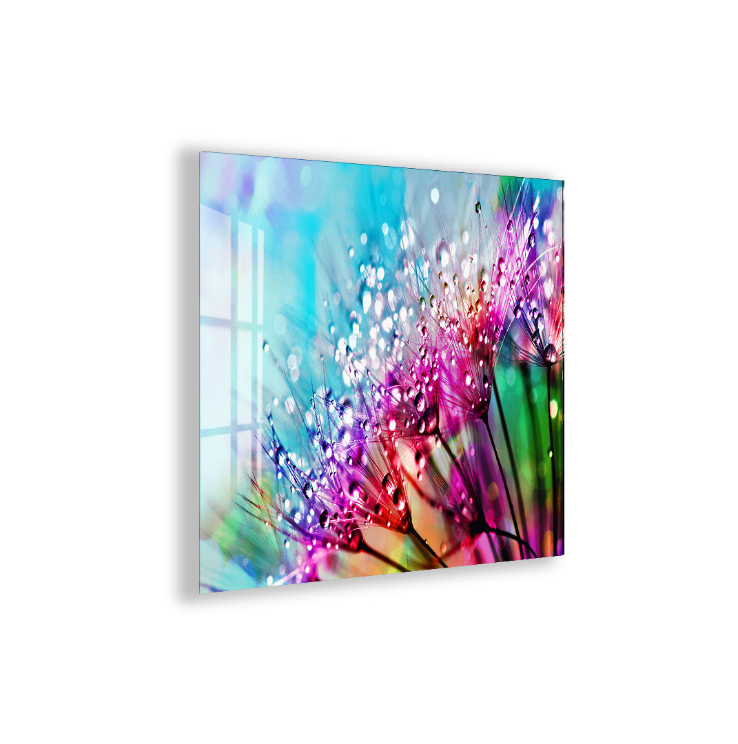 Colorful Flower Glass Wall Art – Vibrant Tempered Glass Modern Decor