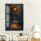 Solar System Glass Wall Art – Cosmic Planetary Orbit Design for Modern Interiors