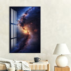 Galaxy Nebula Glass Wall Art – Stunning Cosmic Space Poster for Modern Interiors