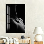 Erotic Male Nude Glass Wall Art – Sensual Black and White Body Decor