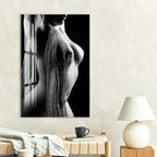 Erotic Nude Glass Wall Art – Sensual Black and White Female Body Decor