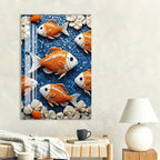 Colorful Koi Fish Glass Wall Art – Vibrant Aquatic Design for Modern Interiors
