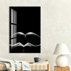 Erotic Nude Glass Wall Art – Sensual Black and White Intimate Body Decor