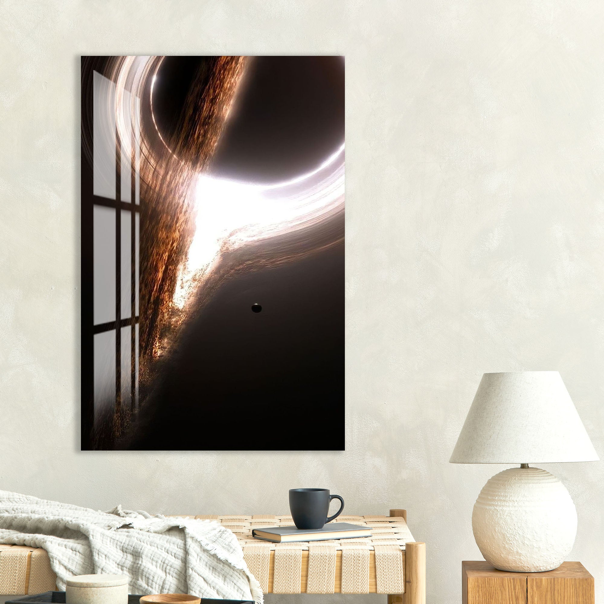 Black Hole Glass Wall Art – Epic Space Phenomenon Poster for Modern Interiors