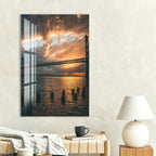 Golden Gate Bridge Sunset Glass Wall Art – Stunning San Francisco Cityscape Poster
