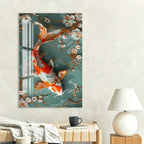 Koi Fish Glass Wall Art – Elegant Japanese Style Artwork for Modern Interiors