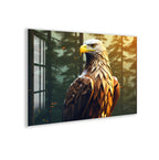 Geometric Eagle Glass Wall Art – Modern Wildlife Polygon Style Poster for Interiors
