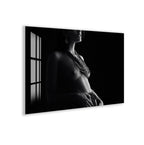Erotic Female Nude Glass Wall Art – Sensual Black and White Elegance