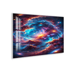 Colorful Cosmic Nebula Glass Wall Art – Vibrant Space Decor for Modern Interiors