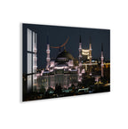 Istanbul Mosque Night View Glass Wall Art – Elegant Cityscape Poster for Modern Interiors