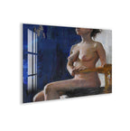 Abstract Nude Glass Wall Art – Modern Artistic Female Figure Painting