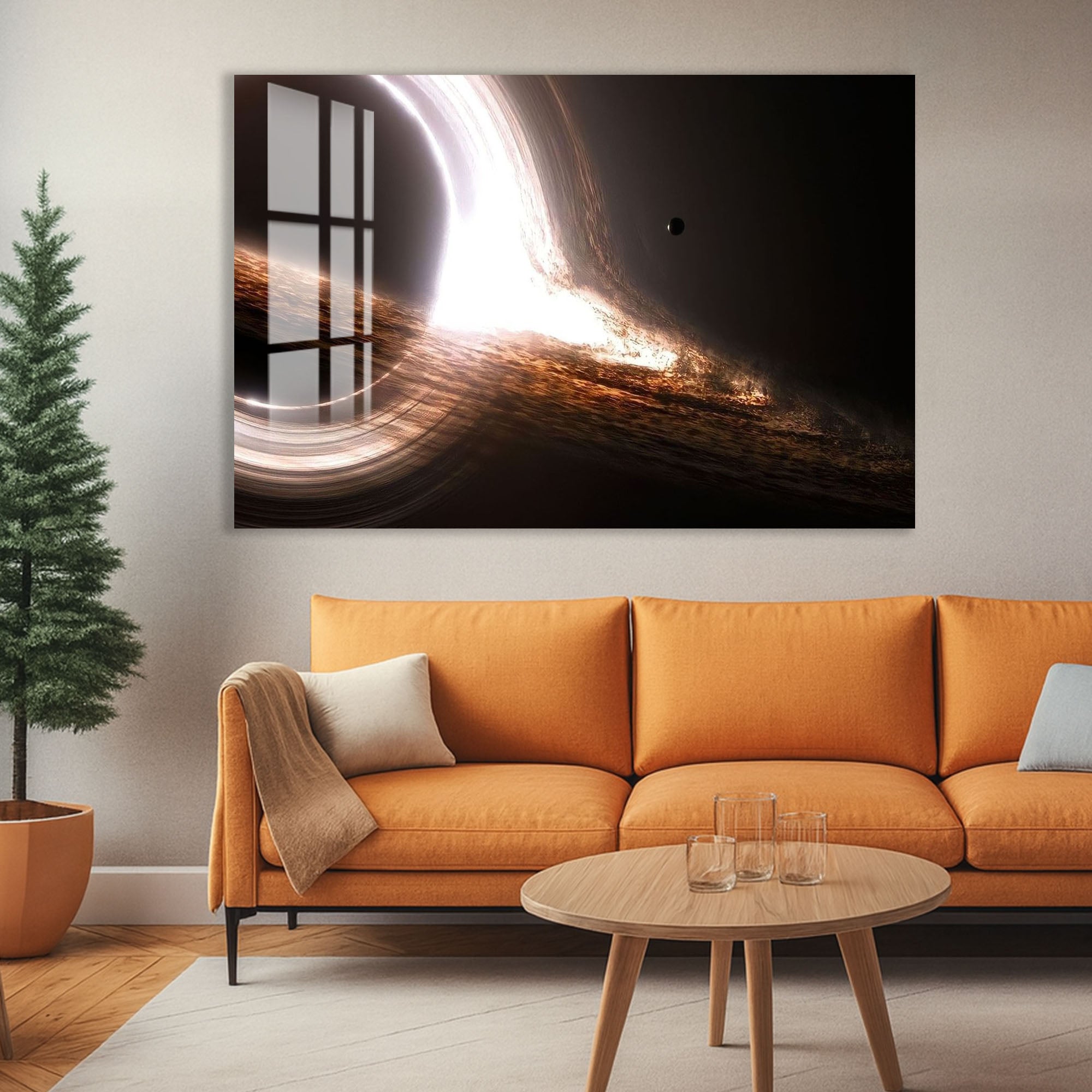 Black Hole Glass Wall Art – Epic Space Phenomenon Poster for Modern Interiors