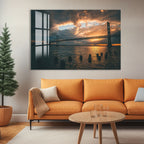 Golden Gate Bridge Sunset Glass Wall Art – Stunning San Francisco Cityscape Poster