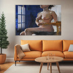 Abstract Nude Glass Wall Art – Modern Artistic Female Figure Painting