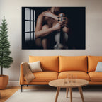 Erotic Nude Glass Wall Art – Sensual Woman with Violin Artistic Decor