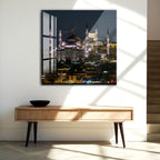 Istanbul Mosque Night View Glass Wall Art – Elegant Cityscape Poster for Modern Interiors