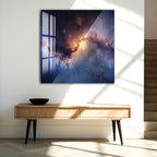 Galaxy Nebula Glass Wall Art – Stunning Cosmic Space Poster for Modern Interiors